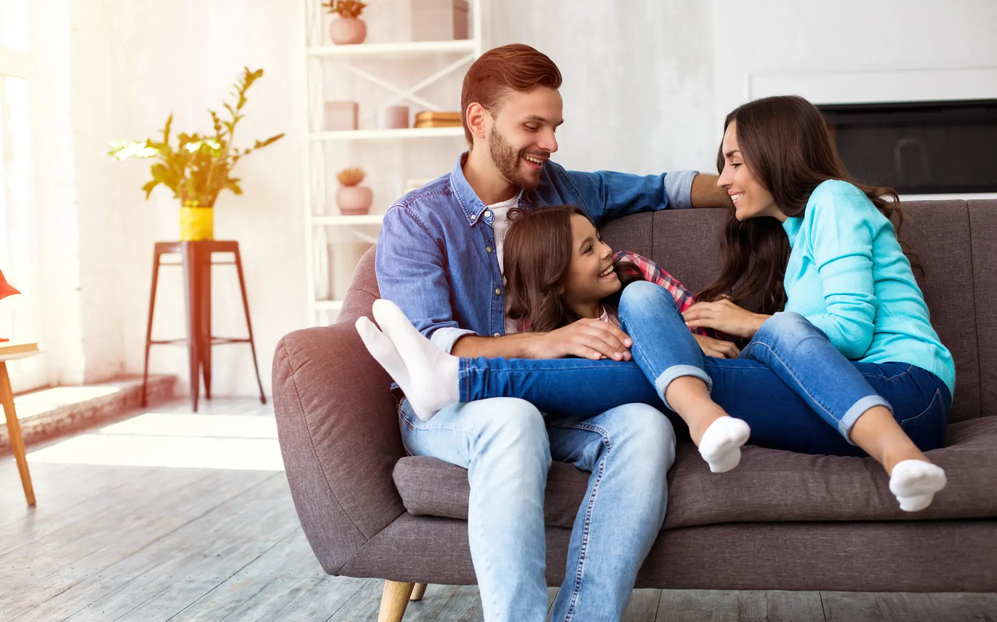 family on the couch