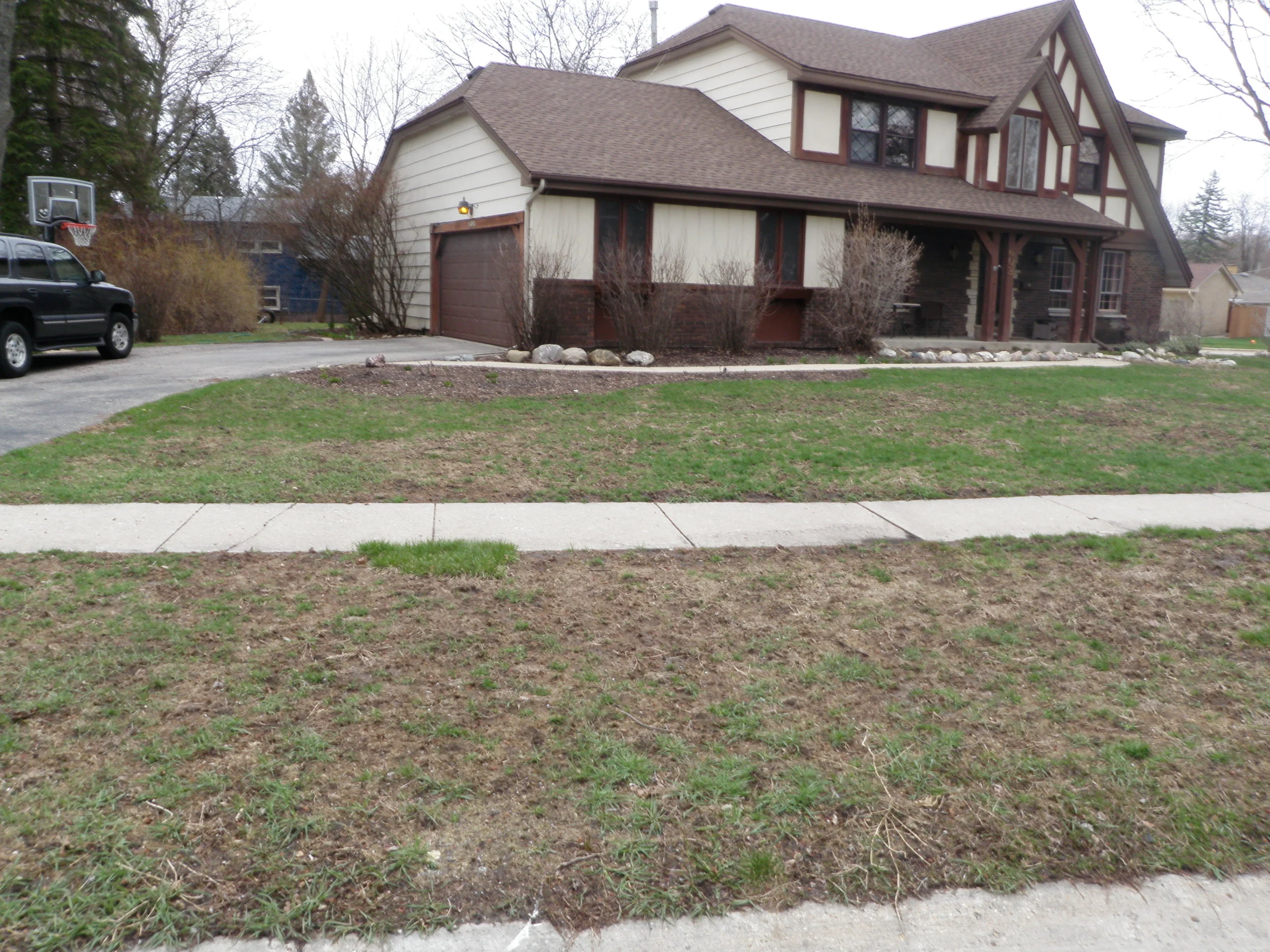 front yard with brown grass